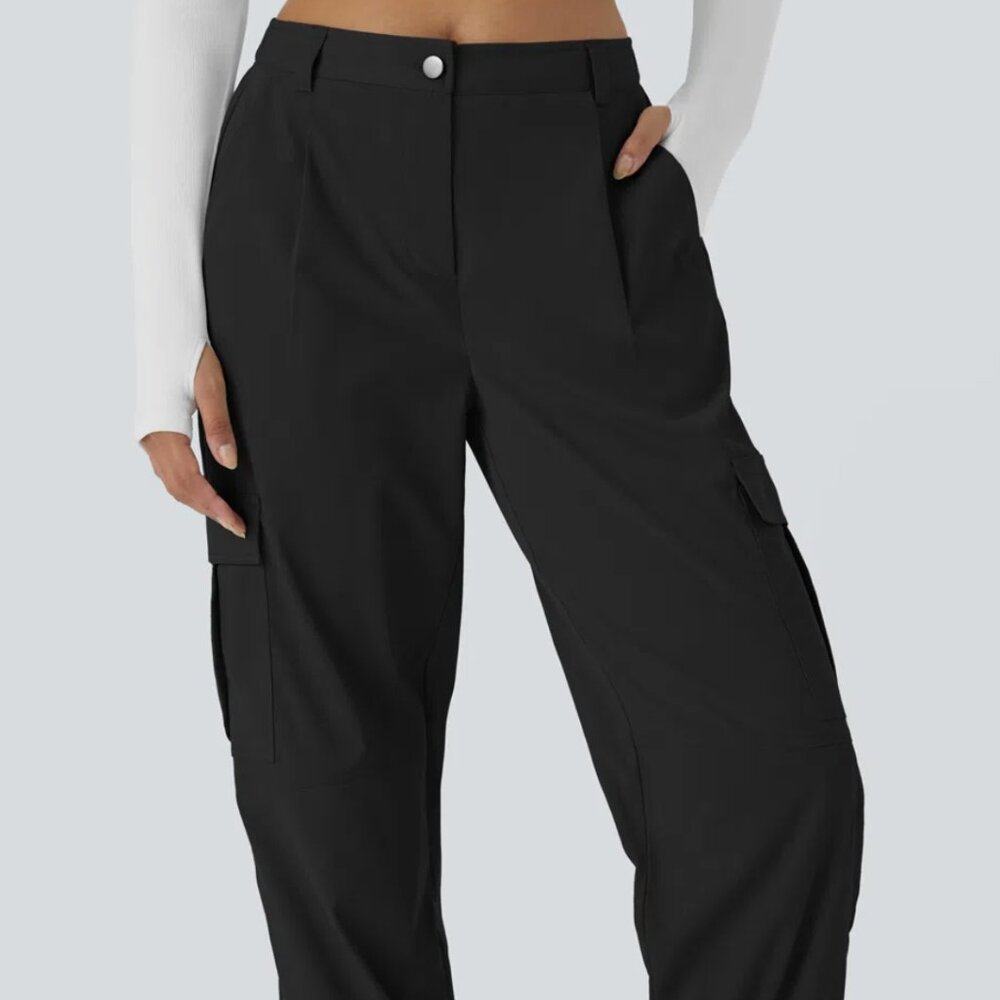 Mid Rise Button Zipper Multiple Pockets Casual Cargo Joggers